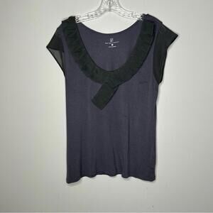 NY&C Stylish Women's Short Sleeve Top Ruffled Neckline Large